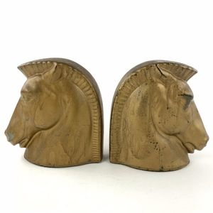 Art Deco Mid-Century Trojan Horse Heads Bookends